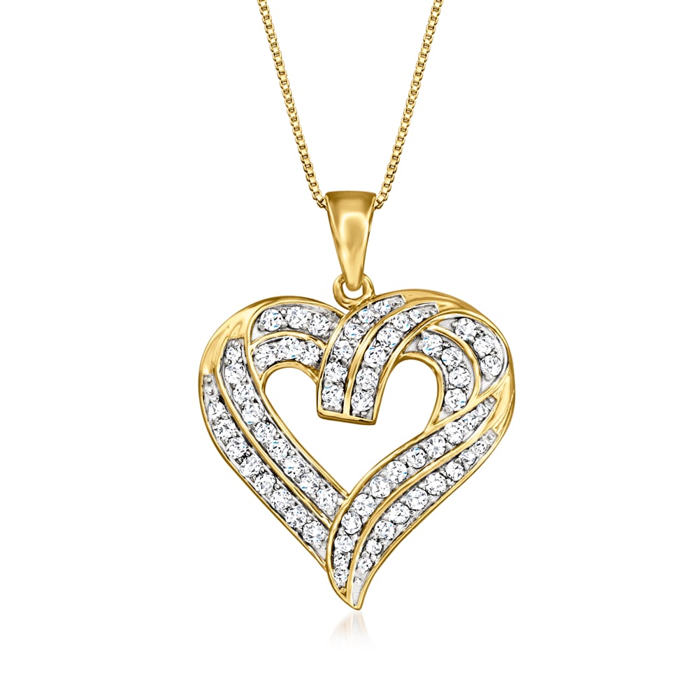 1.00 ct. t.w. Diamond Heart Pendant Necklace in 18kt Gold Over Sterling