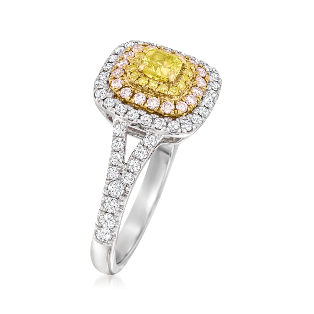 Tri-Color Gold, Pink, White and Yellow Diamond Ring