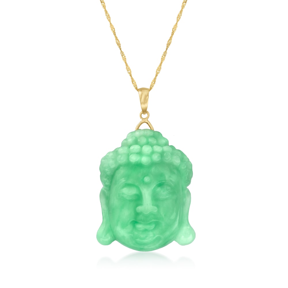 Jade Buddha Pendant Necklace in 14kt Yellow Gold | Ross-Simons