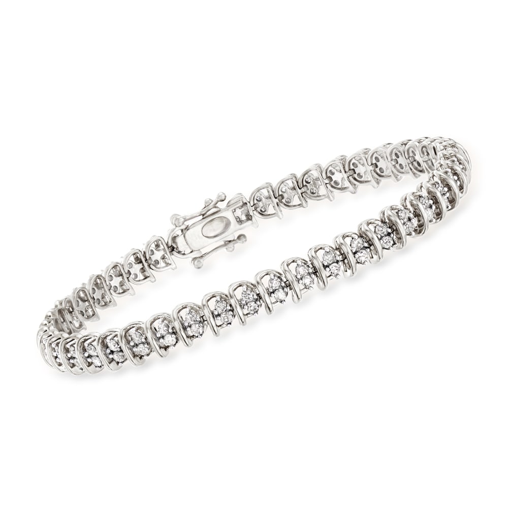 2.00 ct. t.w. Diamond Swirl-Link Tennis Bracelet in Sterling Silver