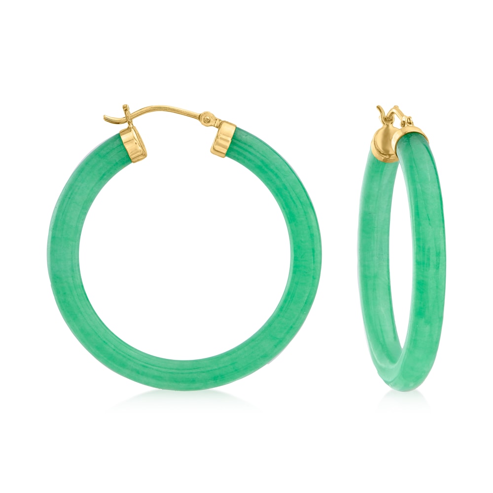 Genuine jade hoop discount earrings