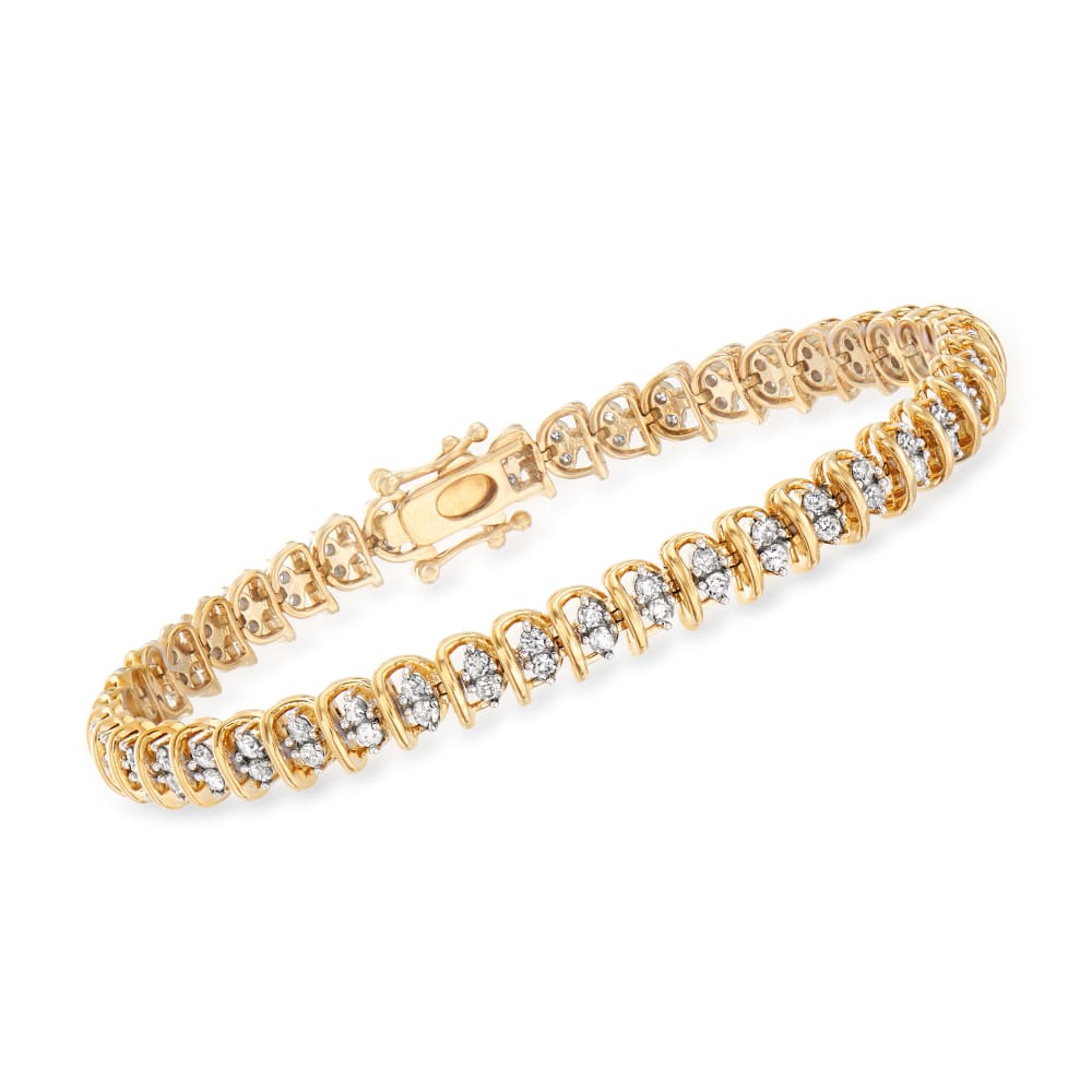 2.00 ct. t.w. Diamond Swirl Link Tennis Bracelet in 18kt Gold Over
