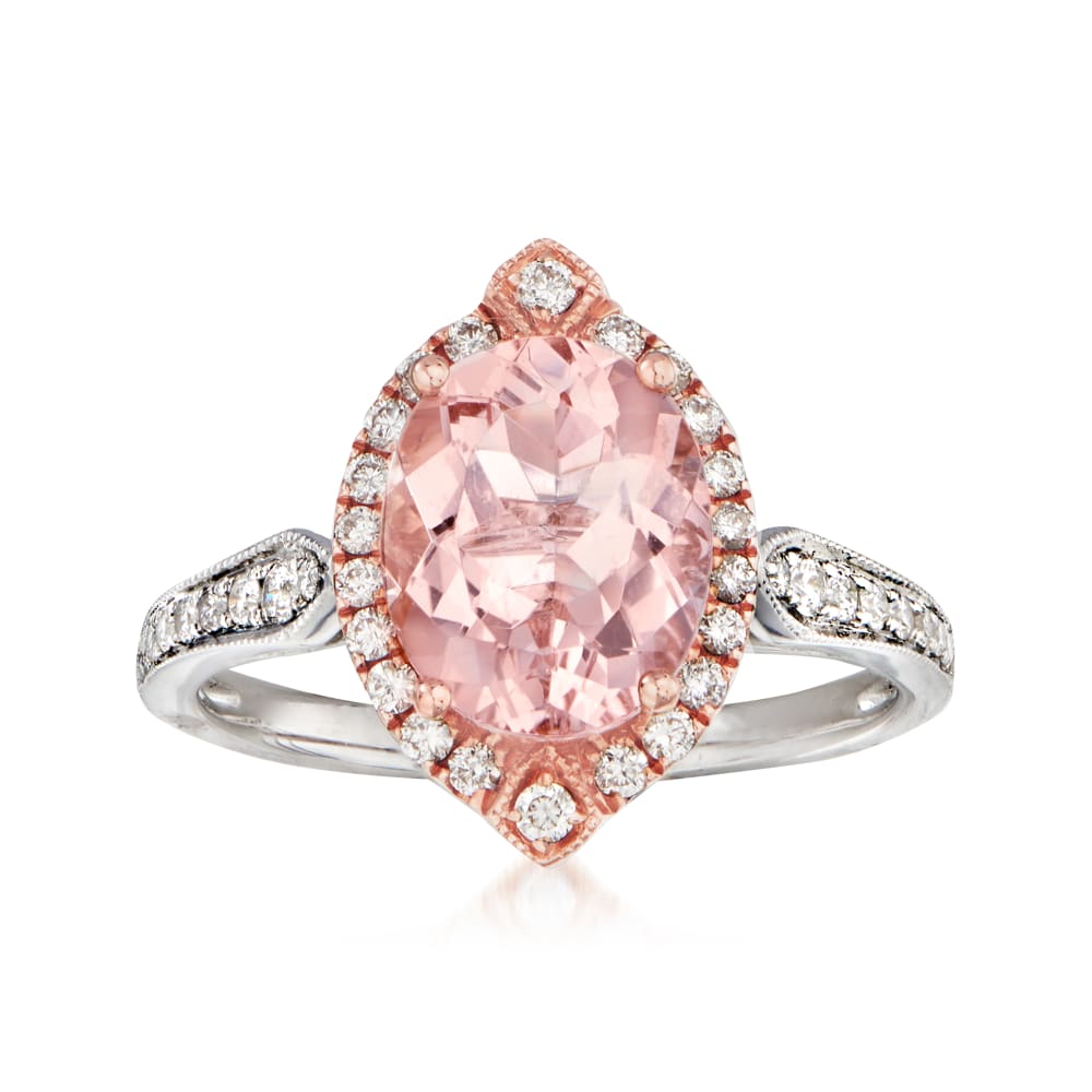 2.40 Carat Morganite and .33 ct. t.w. Diamond Ring in 14kt Two