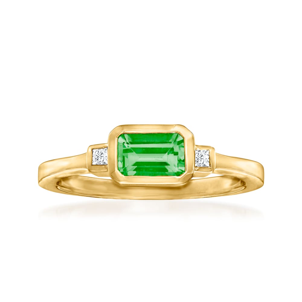 60 Carat Emerald and Diamond Accented Ring in 14kt Yellow Gold