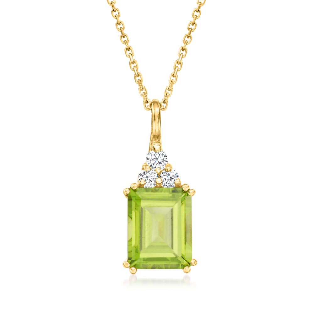 3.00 Carat Peridot and .19 ct. t.w. Diamond Pendant Necklace in