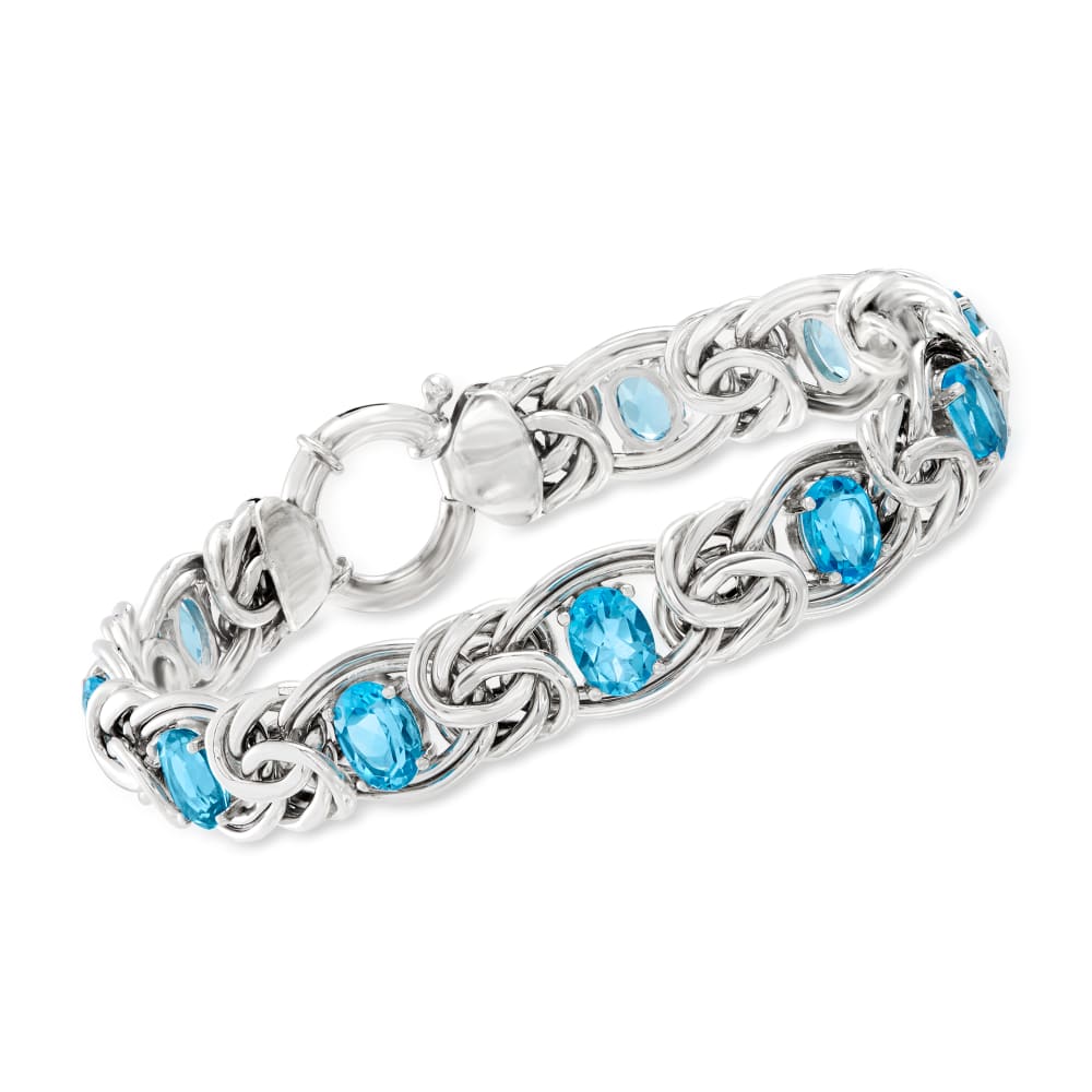 Yaritza Bracelet with Princess cut Blue Topaz | 6.7 carats Square Blue Topaz  Tennis in 14k White Gold | Diamondere