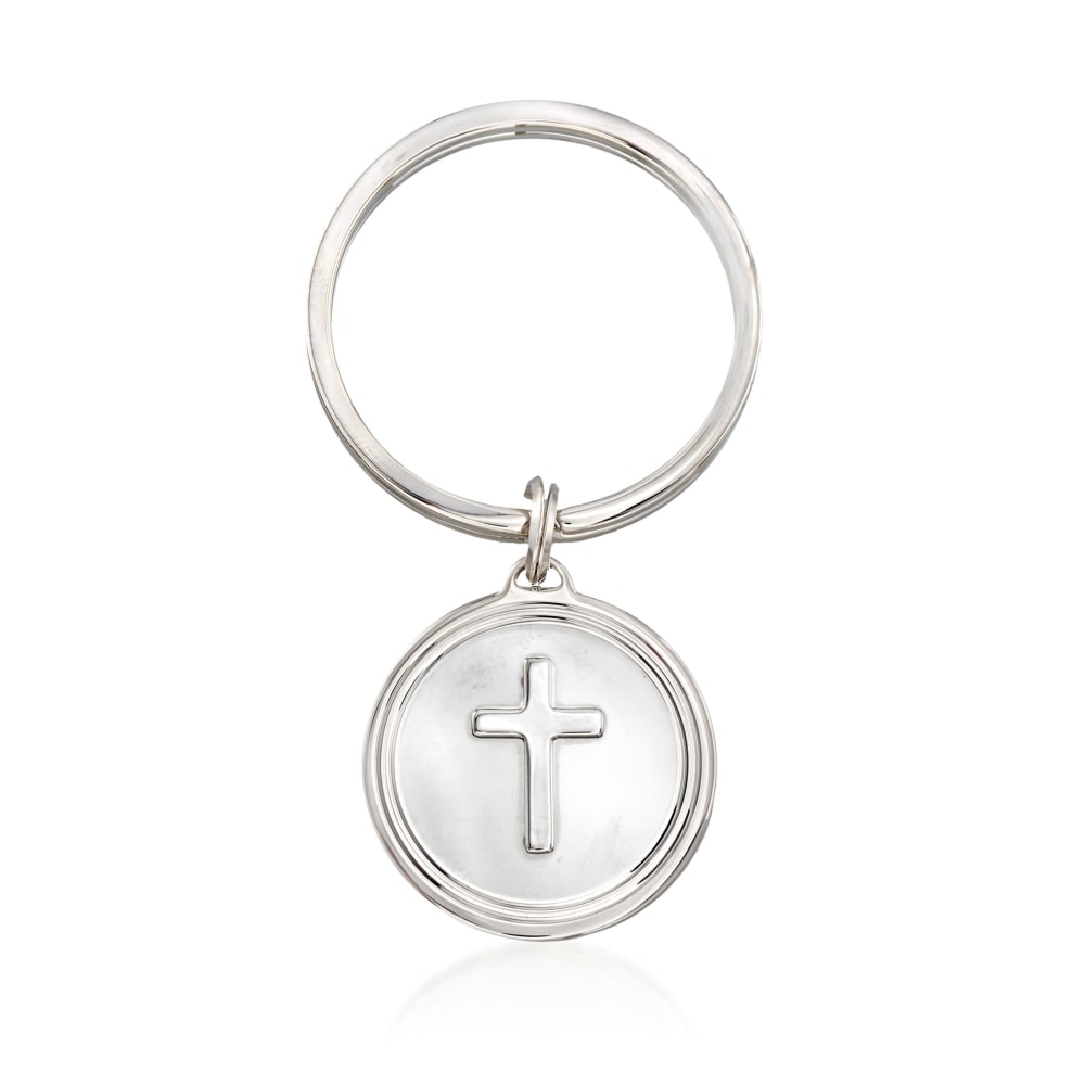 Sterling silver cheap cross keychain