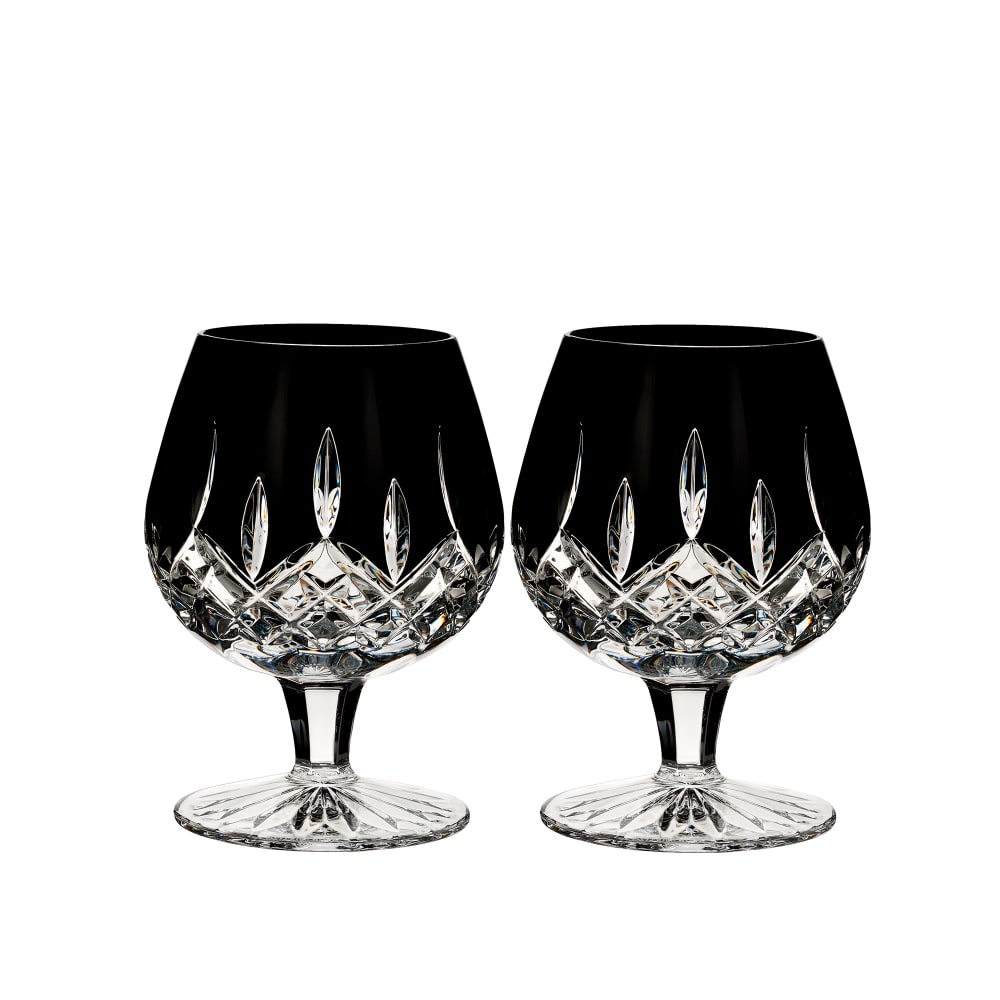 Waterford Crystal Black Set of 2 Lismore Brandy Glasses