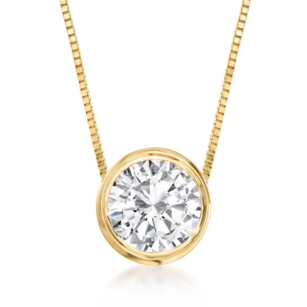 .75 Carat Bezel-Set Diamond Necklace in 14kt Yellow Gold | Ross-Simons
