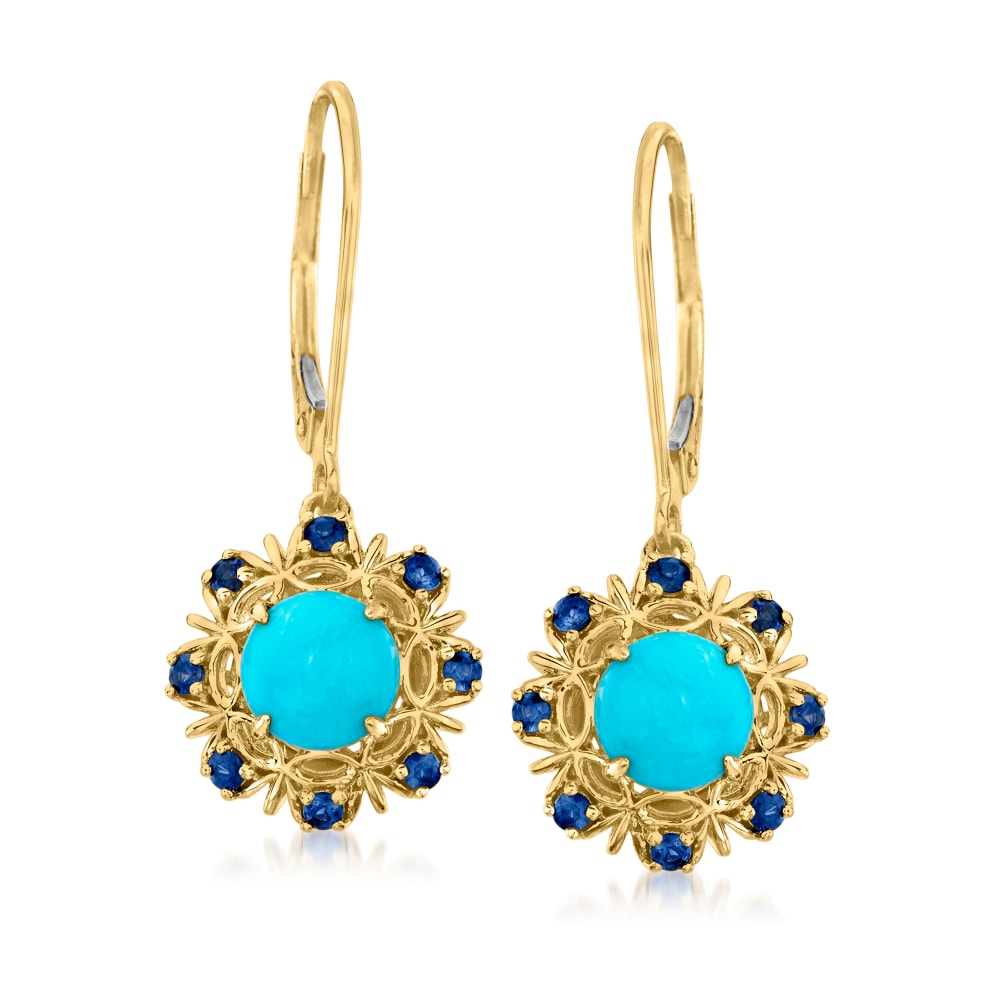 2.26 Carat Blue Montana Sapphire Drop Earrings in Yellow Gold