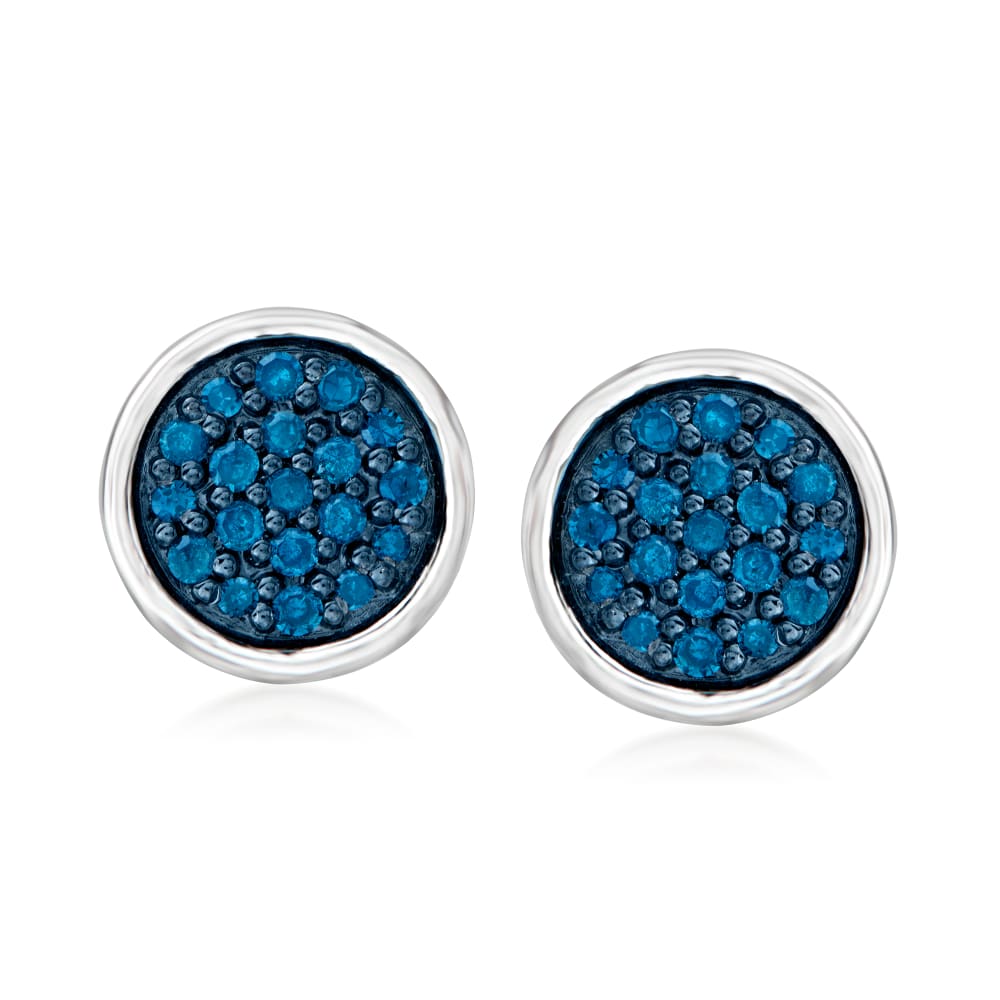 25 ct. t.w. Blue Diamond Circle Earrings in Sterling Silver Ross