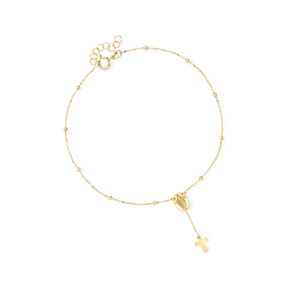 9ct Yellow Gold Italian Made Rosary Beads Chain - 5mm Bead - 28