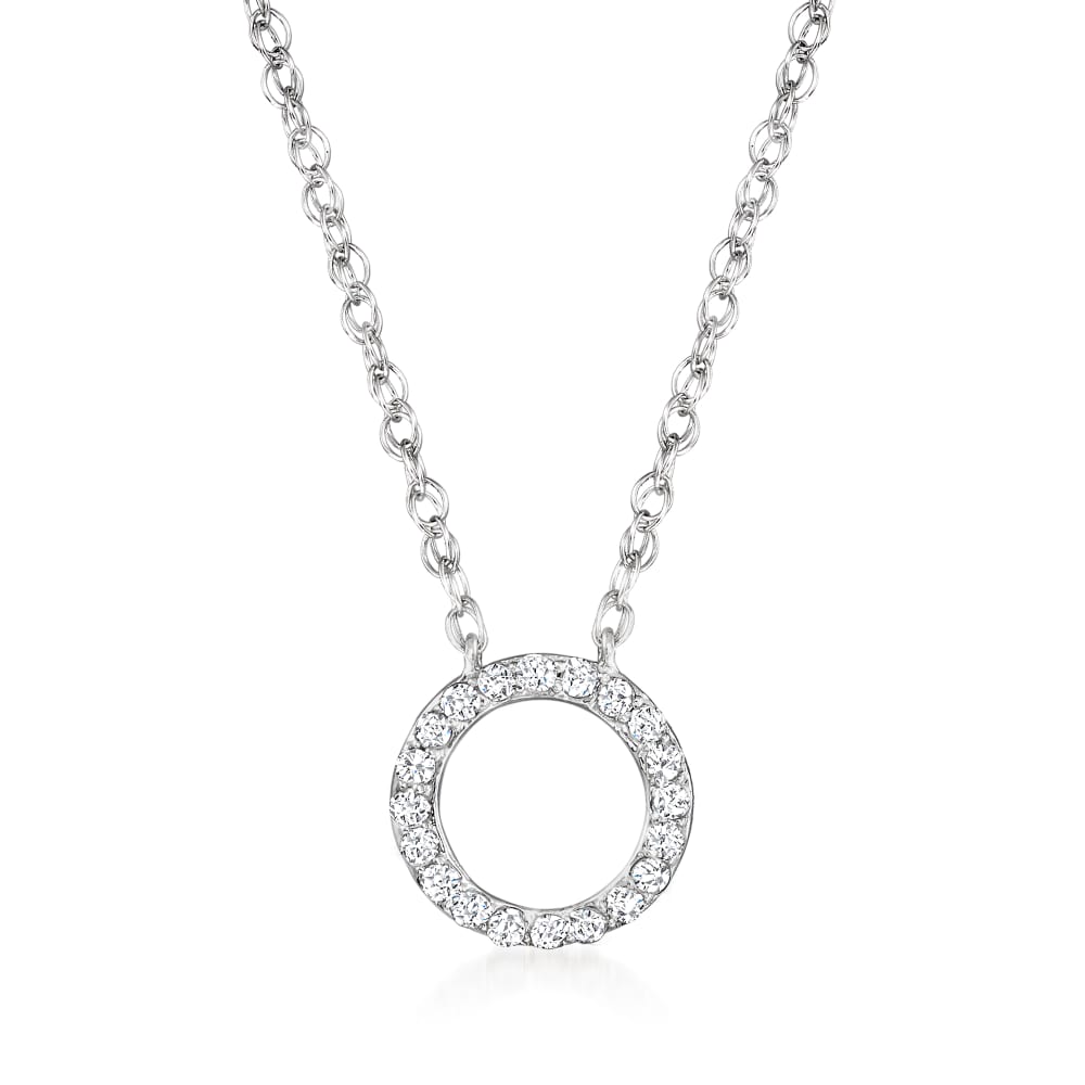 Ross-Simons Single-Initial - .10 ct. t.w. Diamond Circle Necklace