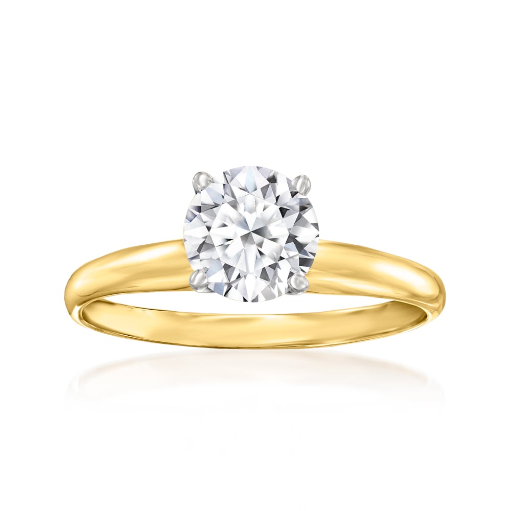 1.00 Carat Lab Grown Diamond Solitaire Ring in 14kt Yellow Gold