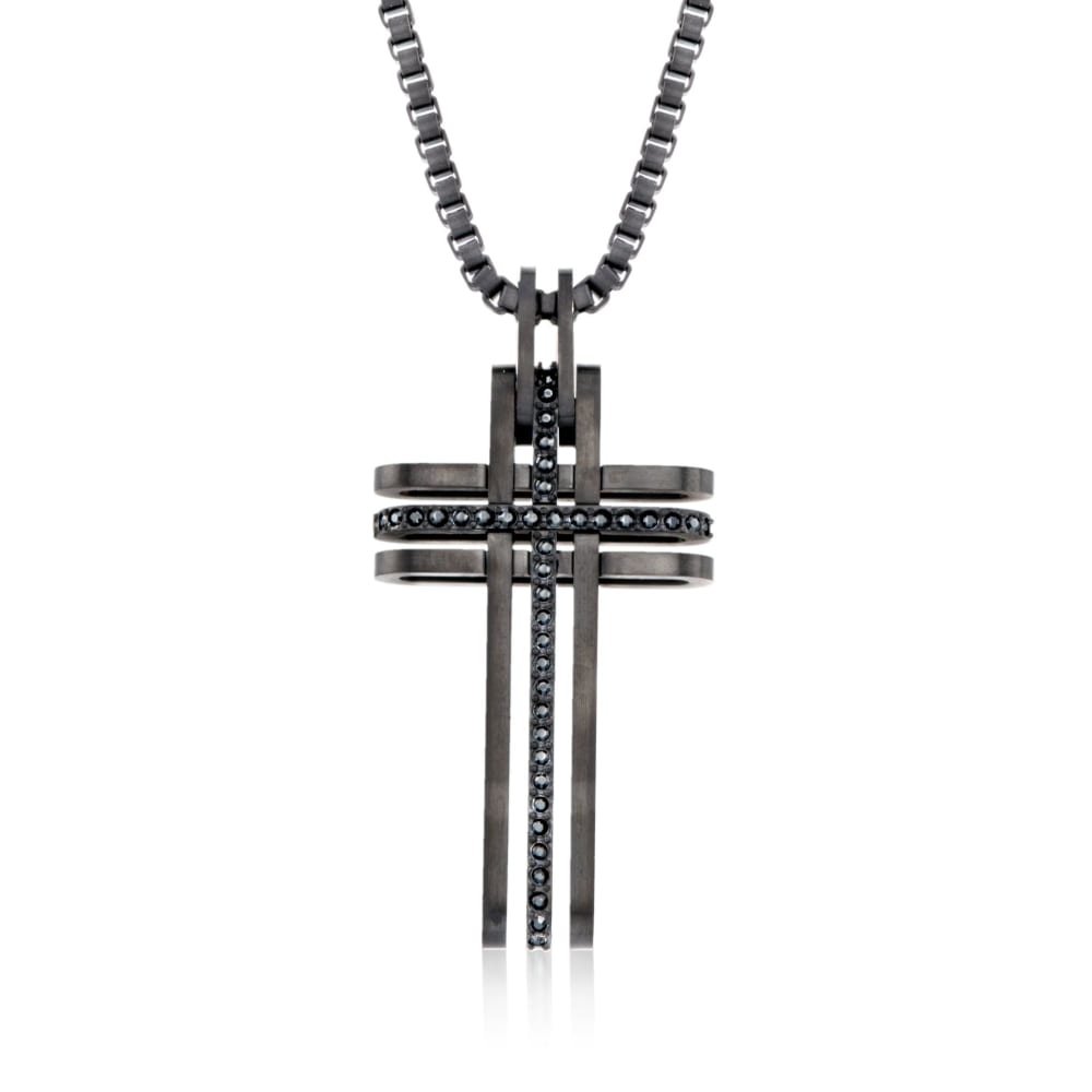 Gold Dainty Green & Black Crystal Cross Necklace | Classy Women Collection