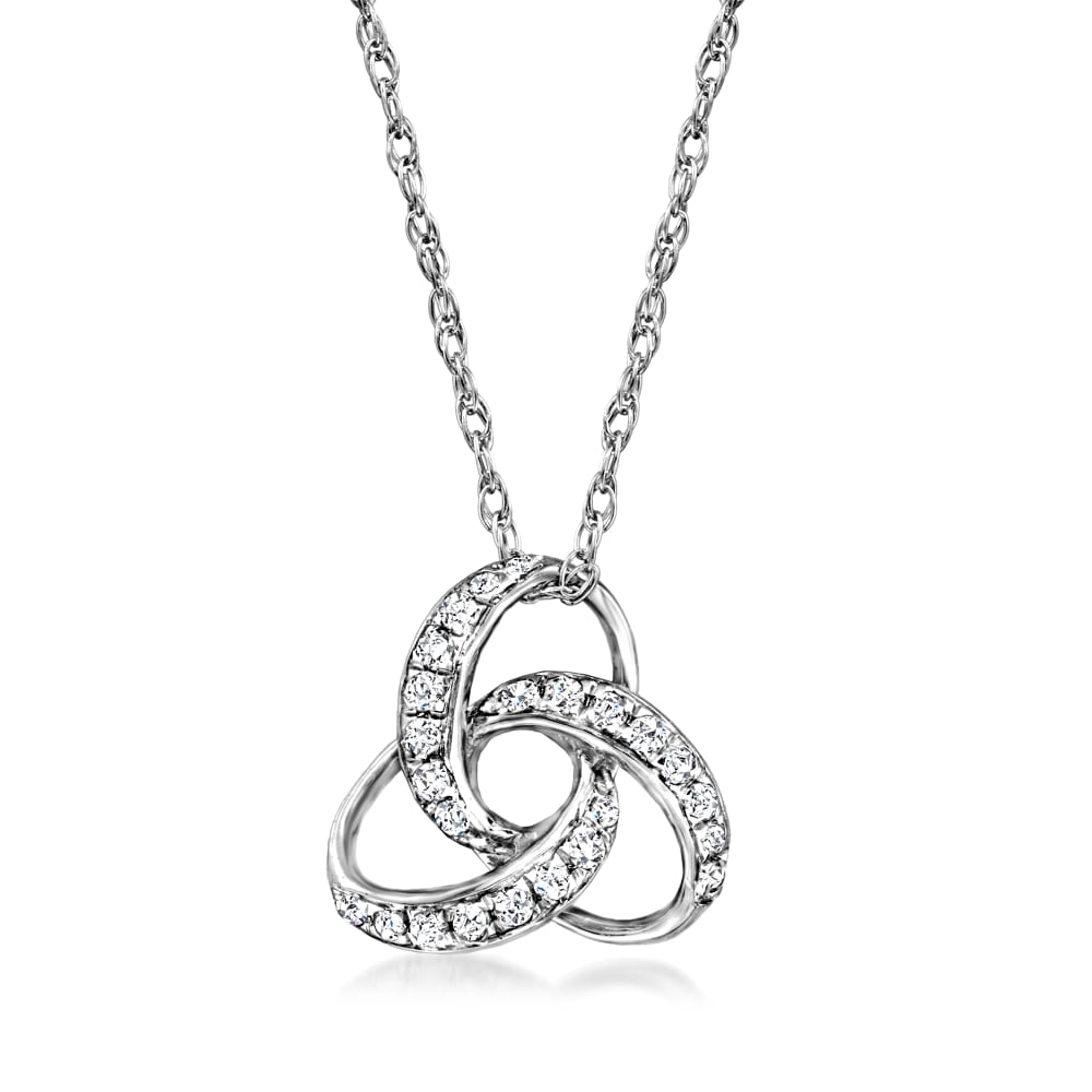 925 Sterling Silver Celtic Cross Trinity Knot Diamond Pendant Necklace