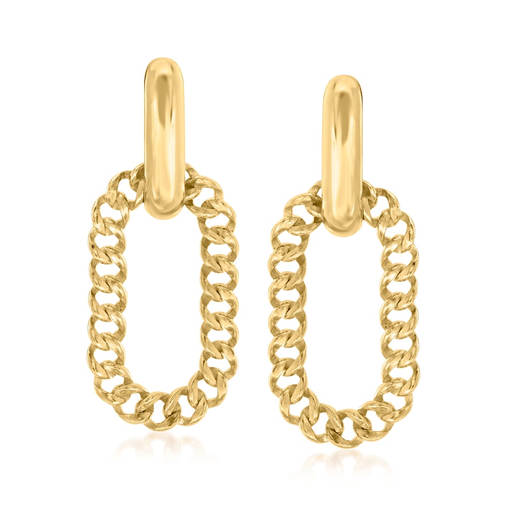 Italian 18kt Gold Over Sterling Curb-Link Drop Earrings | Ross-Simons
