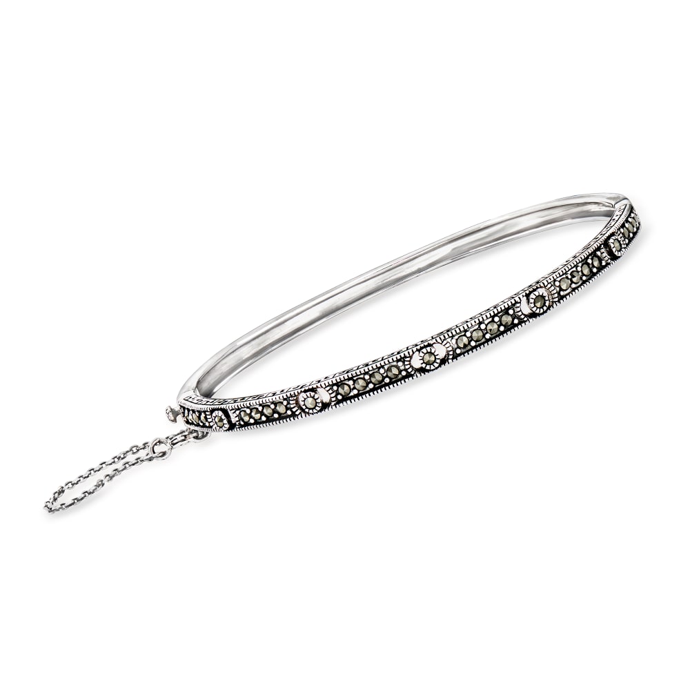Marcasite Bangle Bracelet in Sterling Silver. 7.5