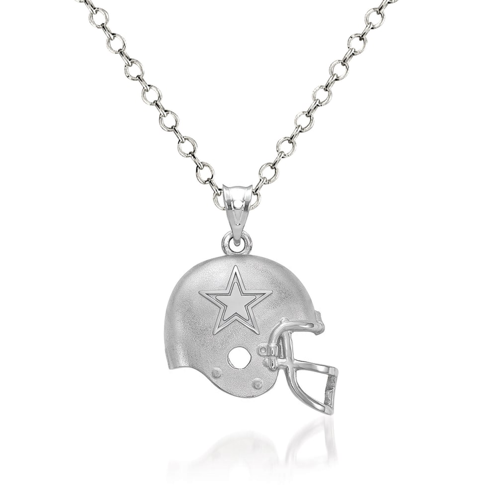 Sterling Silver Dallas Cowboys Football Helmet Logo Pendant