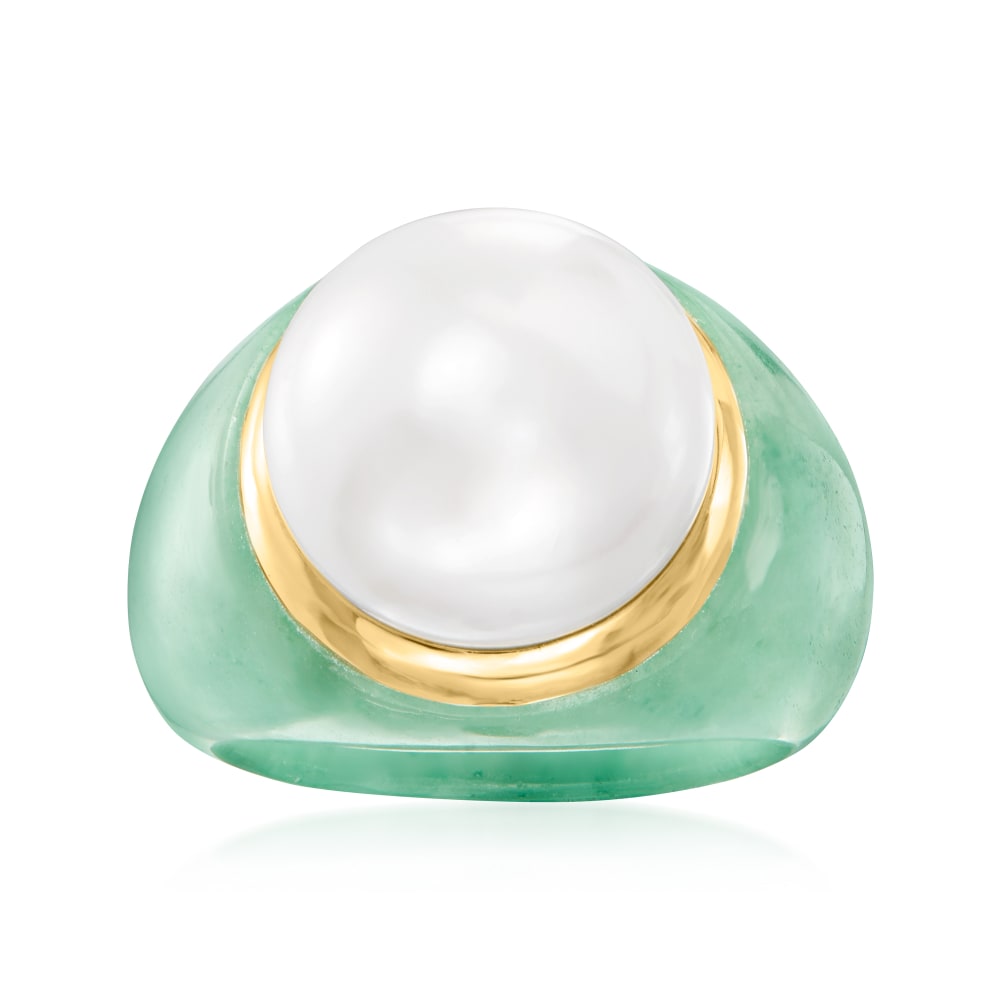 Ross simons carved green jade and mother of pearl frog outlet ring
