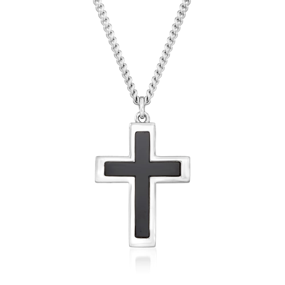 Sterling Silver Cross Pendant Necklace with Diamond Accent | Ross-Simons