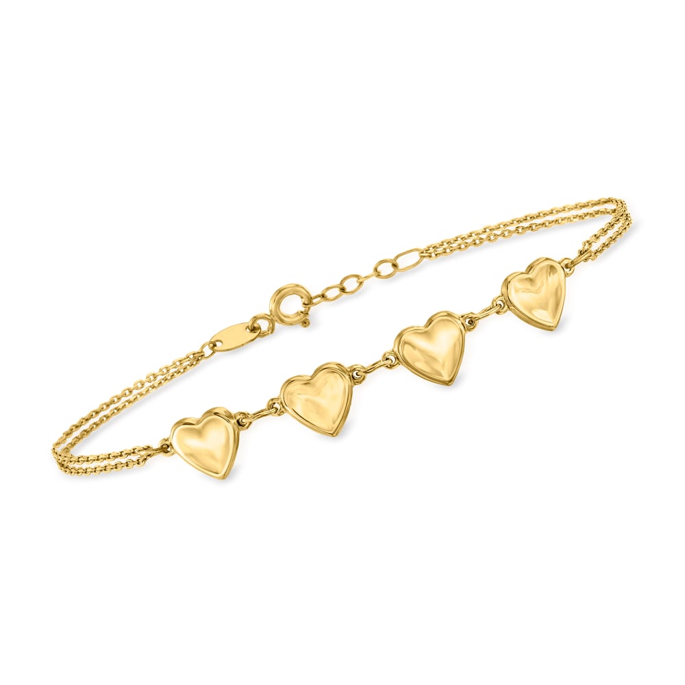 14kt gold top heart bracelet