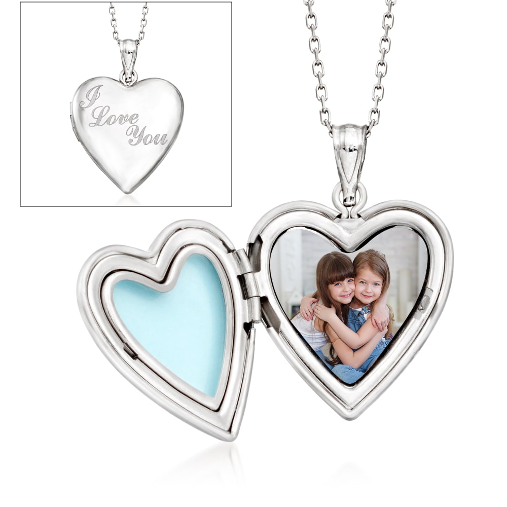 Personalized Photo I Love You Heart Locket Pendant Necklace in