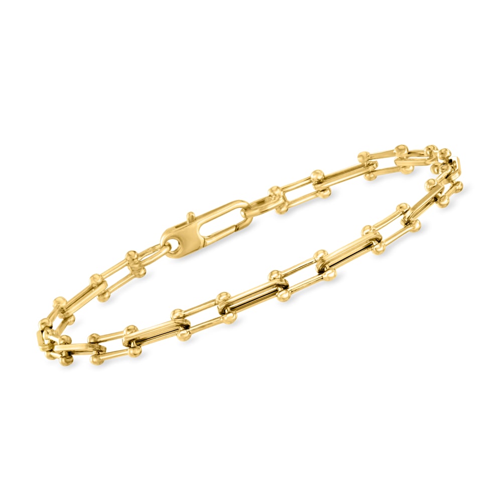 Roberto Coin 18kt Yellow Gold Beaded Edge Paper Clip Link Bracelet