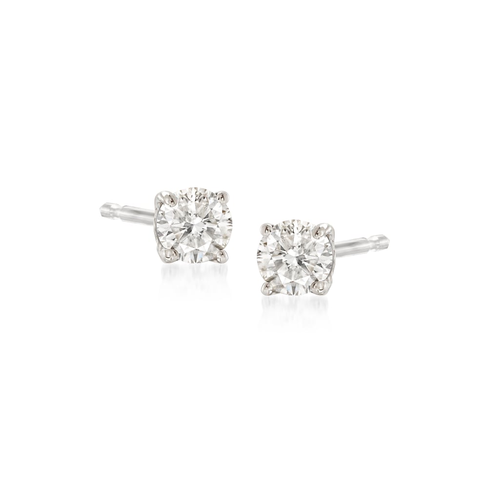 3 Stone Stud Earrings with .21 Carat TW Diamonds in 10kt Yellow Gold
