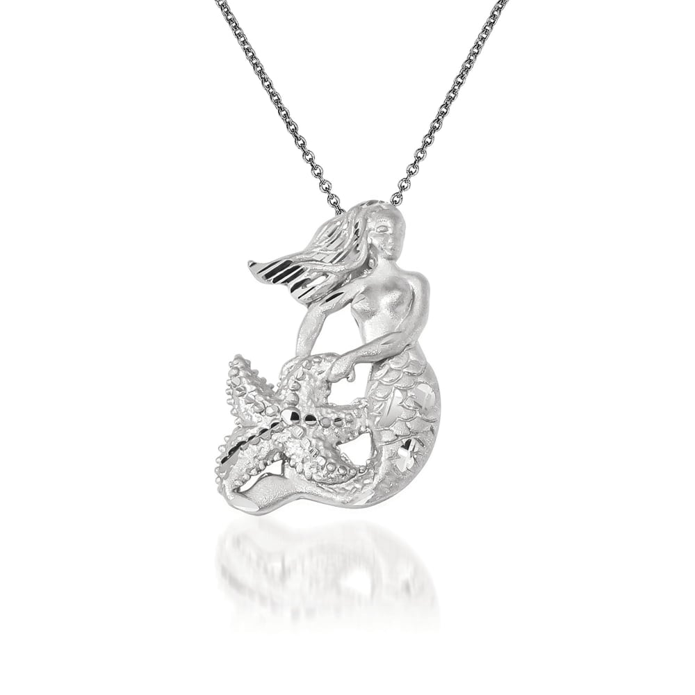 White gold mermaid clearance necklace