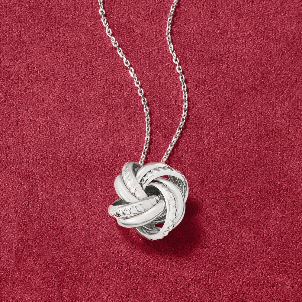 Silver love sales knot necklace