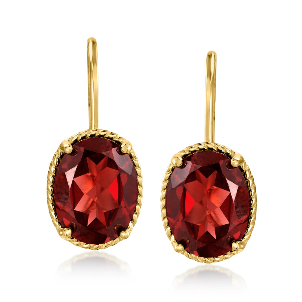 4.20 ct. t.w. Garnet Drop Earrings in 18kt Gold Over Sterling