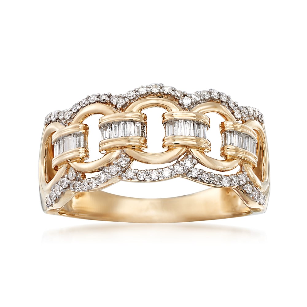procent Geit Verblinding 33 ct. t.w. Diamond Circle-Link Ring in 14kt Yellow Gold | Ross-Simons