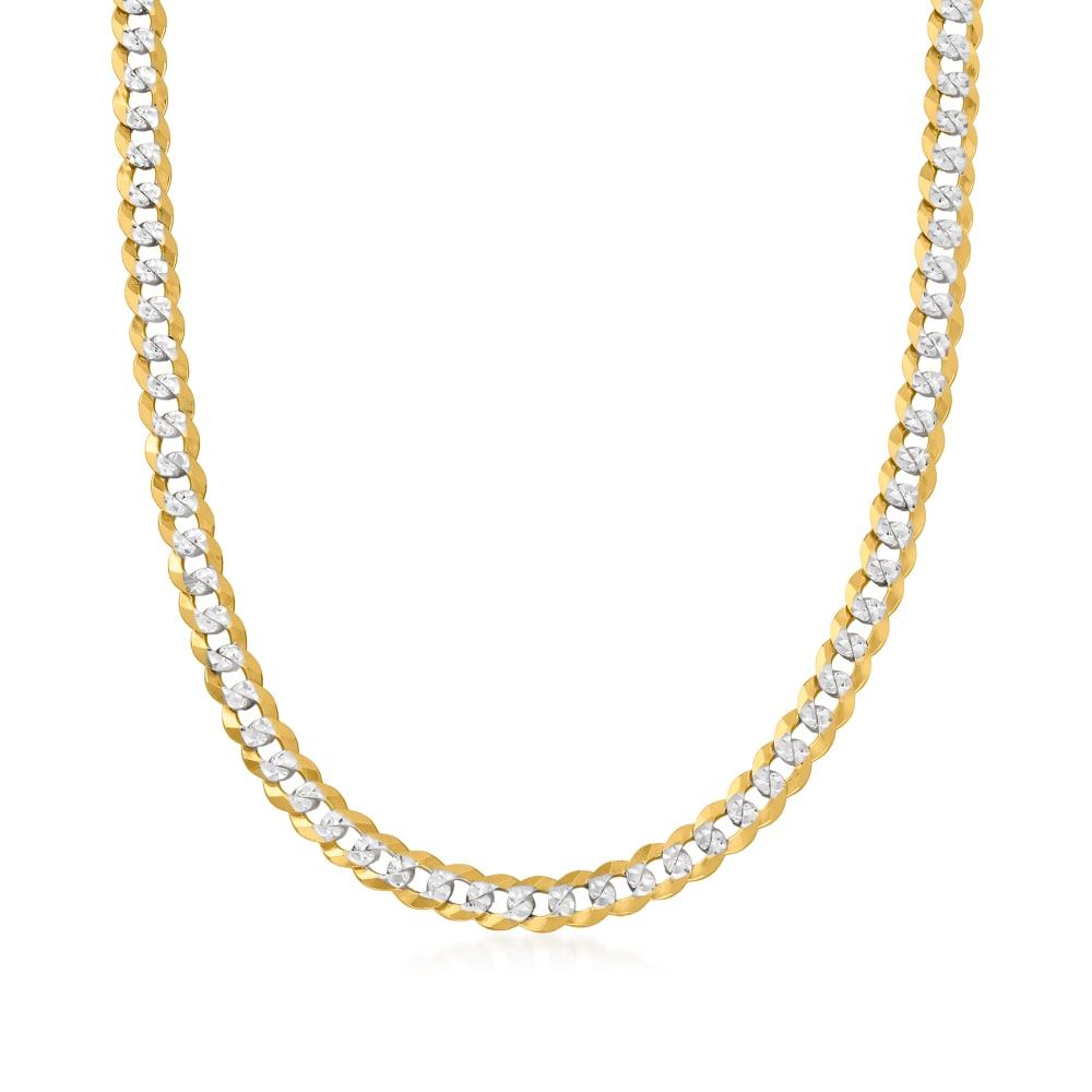 Men s 18kt Two Tone Gold Over Sterling Curb Link Necklace Ross