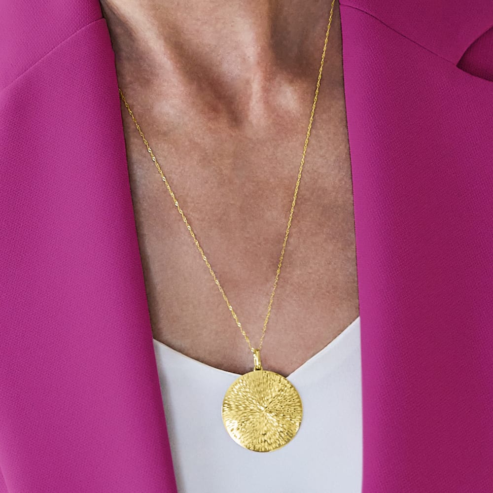Italian 14kt Yellow Gold Sunburst Medallion Pendant Ross Simons