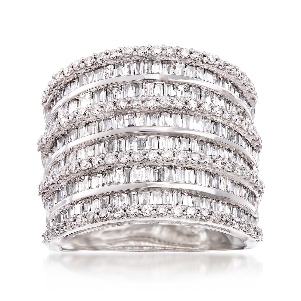2.70 ct. t.w. Baguette and Round Diamond Multi-Row Ring in 14kt