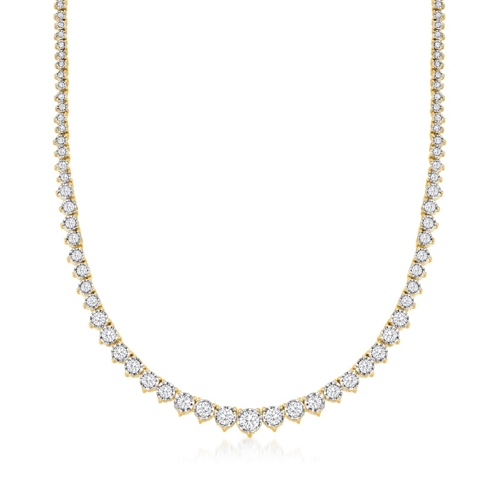 5.00 ct. t.w. Diamond Graduated Tennis Necklace in 18kt Gold Over
