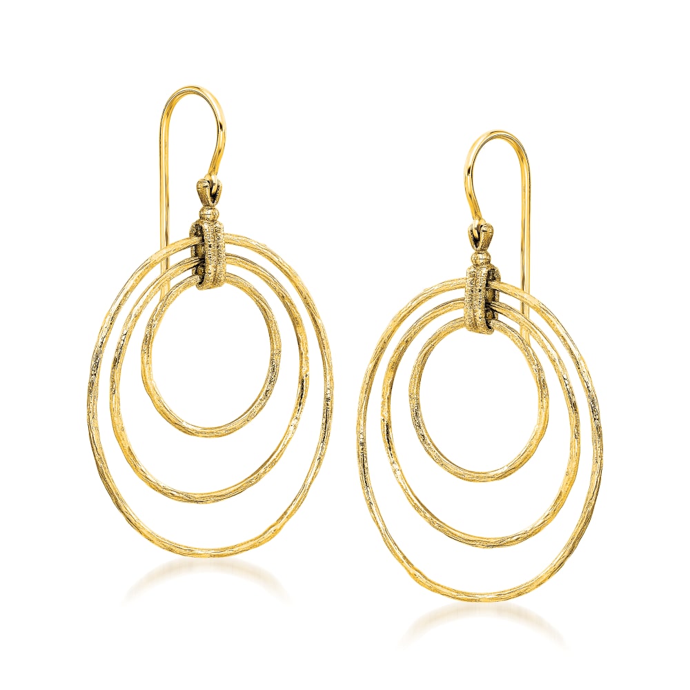 14kt Yellow Gold Circle Drop Earrings | Ross-Simons