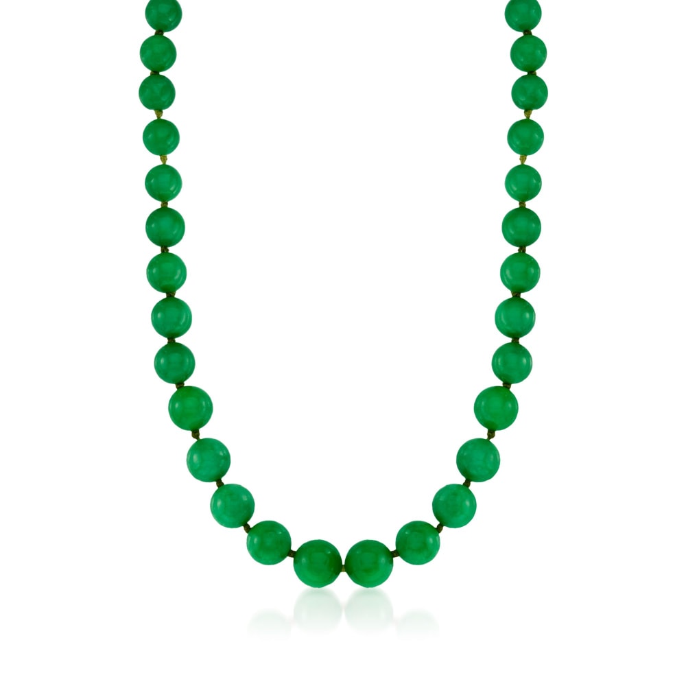 Women's Fashion 8mm Natural Green Jade Round Gemstone Beads Necklace Long  48'' | eBay