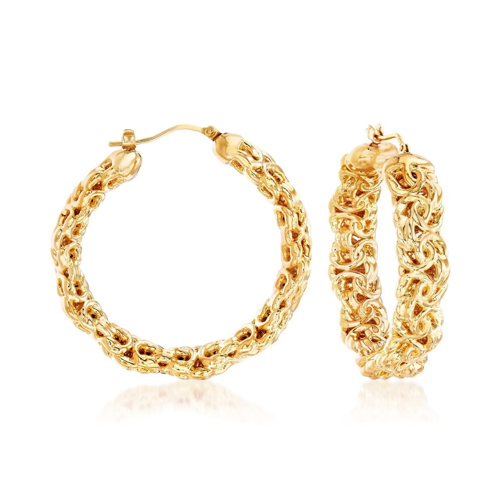 Italian Andiamo Byzantine Hoop Earrings in 14kt Gold Over Resin | Ross ...