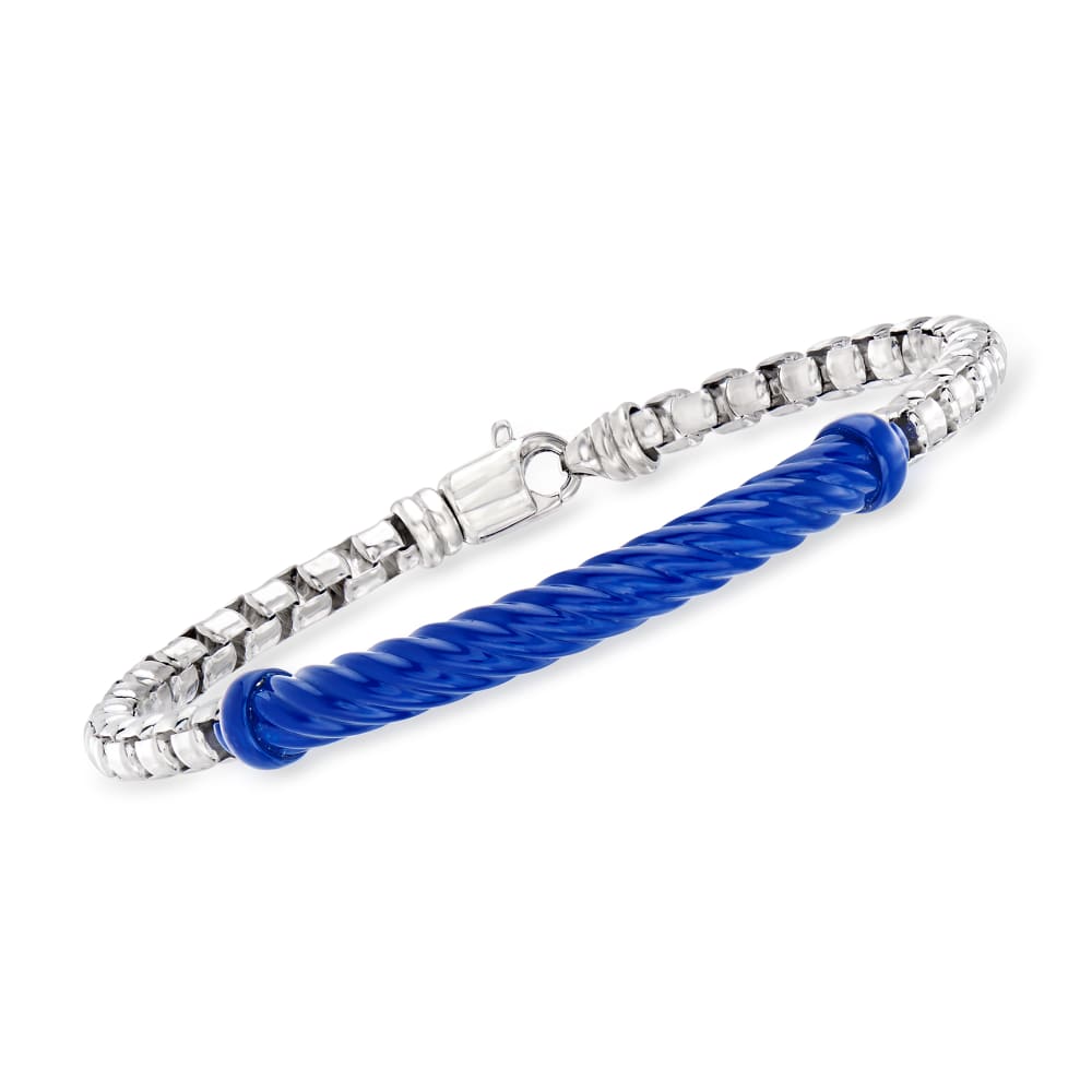 Athena Men's Bracelet with Round Sapphire | 31.59 carats Round Sapphire  Men's Bracelet in 14k White Gold | Diamondere