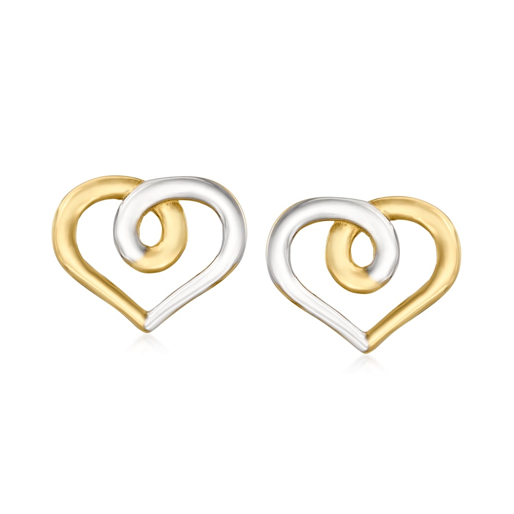 14kt Two Tone Gold Open Space Heart Earrings Ross Simons