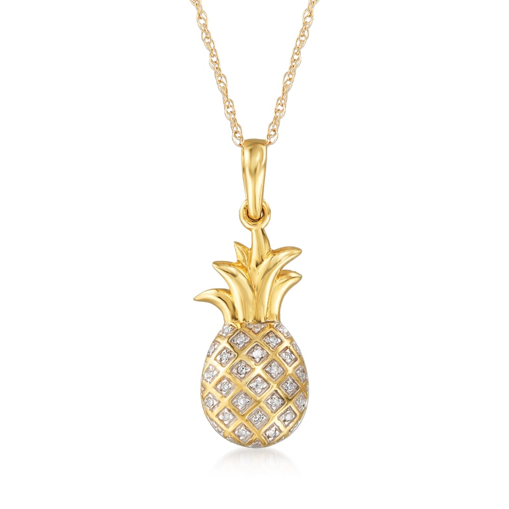 Vivienne Pineapple Pendant, Yellow Gold, White Gold, Lacquer & Diamonds -  Jewelry - Categories