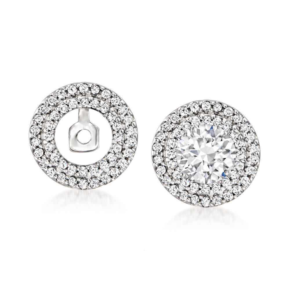 .26 ct. t.w. Diamond Circle Convertible Earring Jackets in 14kt White ...