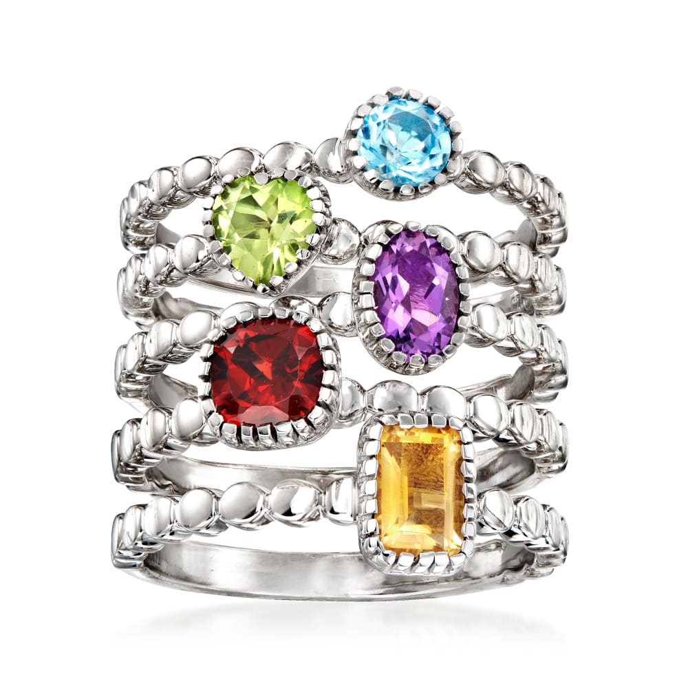 Big Coloured Stone Diamond Cocktail Ring – Attrangi