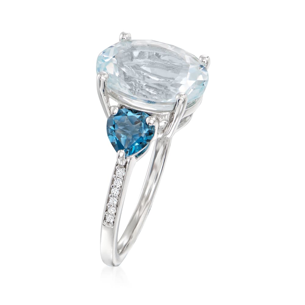 4.20 Carat Aquamarine and .90 ct. t.w. London Blue Topaz Ring with