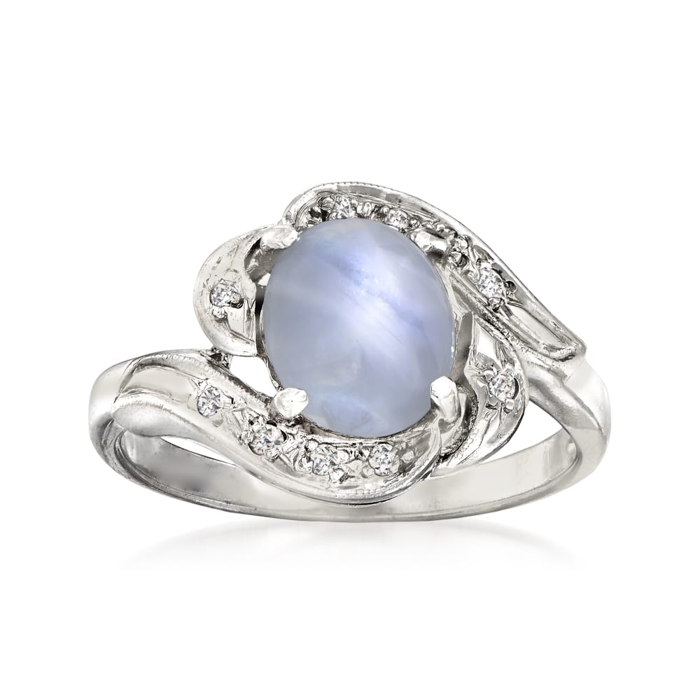 C. 1970 Vintage 3.75 Carat Star Sapphire Ring with Diamond Accents in ...