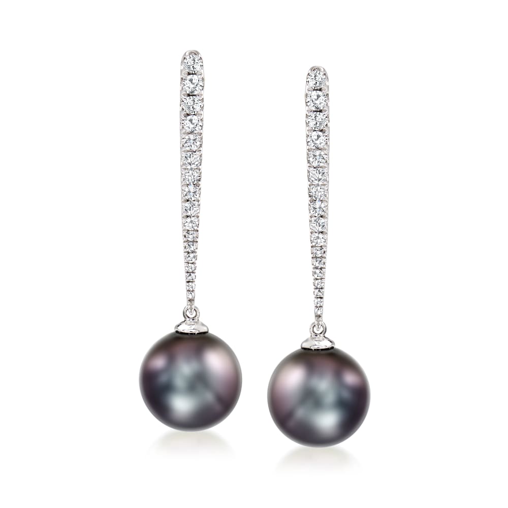 White Gold, Cultured Pearls and Diamond Drop Earrings
