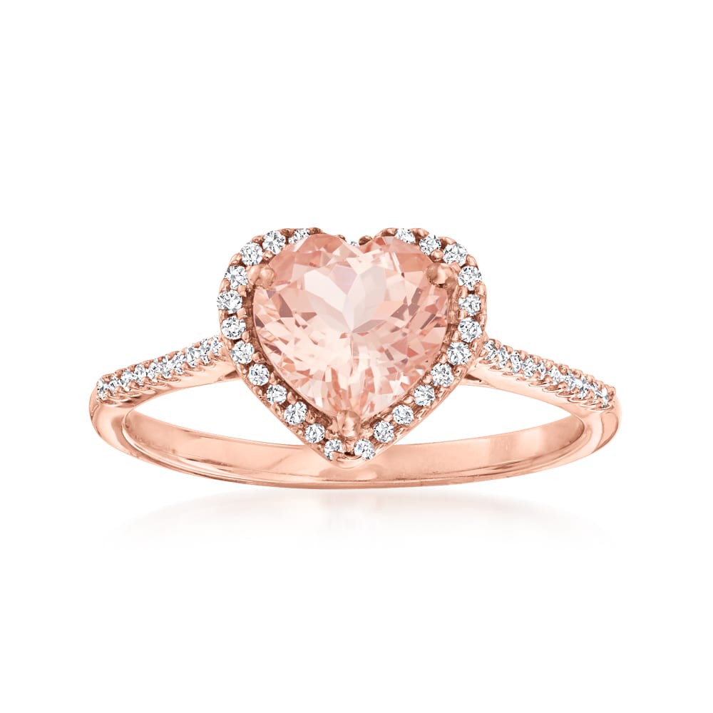 1.00 ct. t.w. Pink Morganite and .15 ct. t.w. Diamond Heart Ring in ...