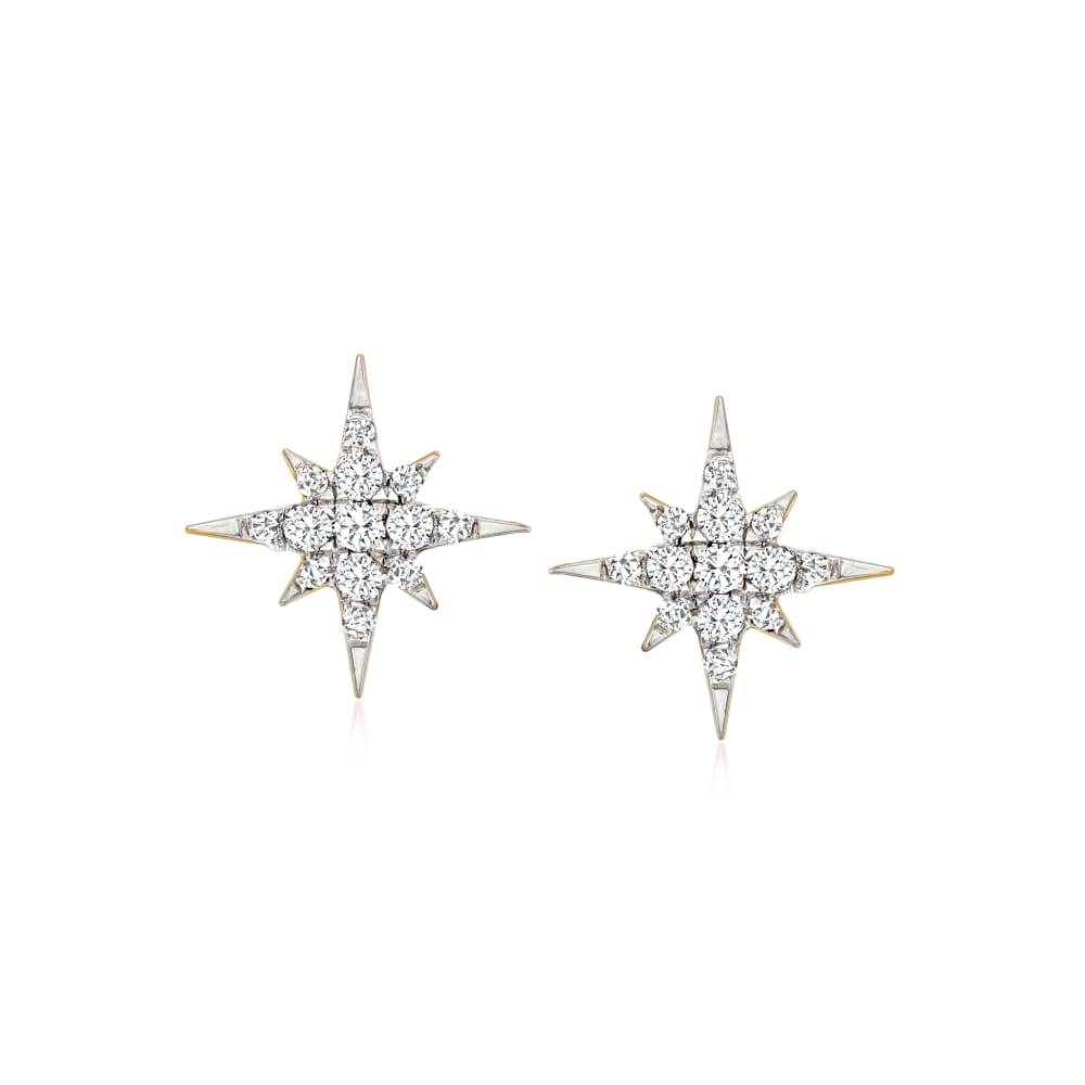 .15 ct. t.w. Diamond Star Stud Earrings in 14kt Yellow Gold | Ross-Simons